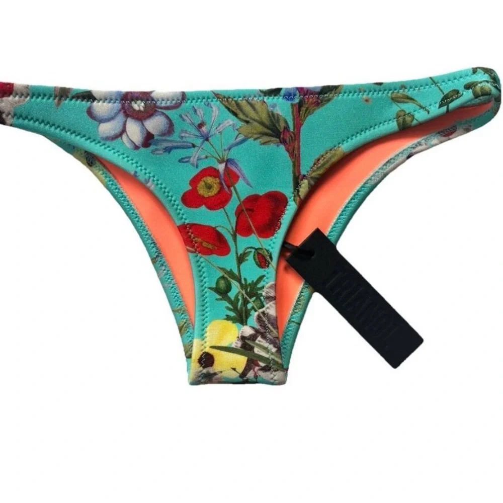 Triangl Swimwear - Orange and Mint Floral Bikini XS